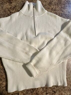 Ming Ribbed Knit 1/4 Zip Sweater Sz Medium Stretch (Flaw)